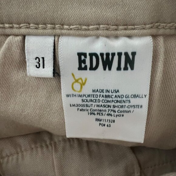 Edwin Mason Shorts Endurance‎ Slim Chino Mens Size 31Oyster Tan Khaki NWT - Picture 8 of 8